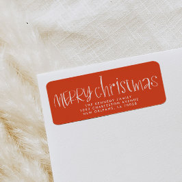 Cherry Red Hand Lettered Merry Christmas Adres Etiket