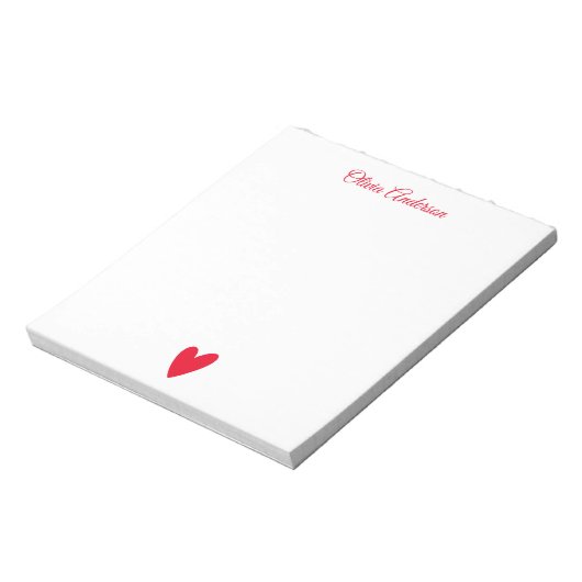 Cherry Red Heart  Valentines Day Personalized  Notitieblok (Linkerzijde)