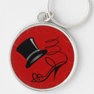 Cherry Red Hearts Top Hat en High Heels sleutelhan Sleutelhanger