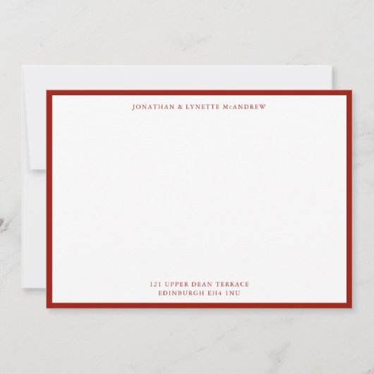 Cherry Red Klassic Border Flat Note Card Notitiekaartje (Voorkant)