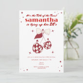 Cherry Red koppelt haar 20s Retro Disco verjaardag Kaart (Staand voorkant)