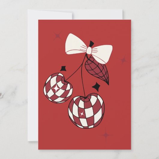 Cherry Red koppelt haar 20s Retro Disco verjaardag Kaart (Achterkant)