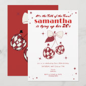 Cherry Red koppelt haar 20s Retro Disco verjaardag Kaart (Voorkant / Achterkant)