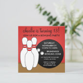 Cherry Red Laten we een bal Bowling party hebben Kaart (Staand voorkant)