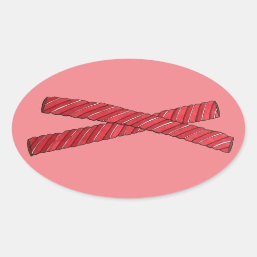 Cherry Red Licorice Whips Licorice Twist Snoep Ovale Sticker (Voorkant)