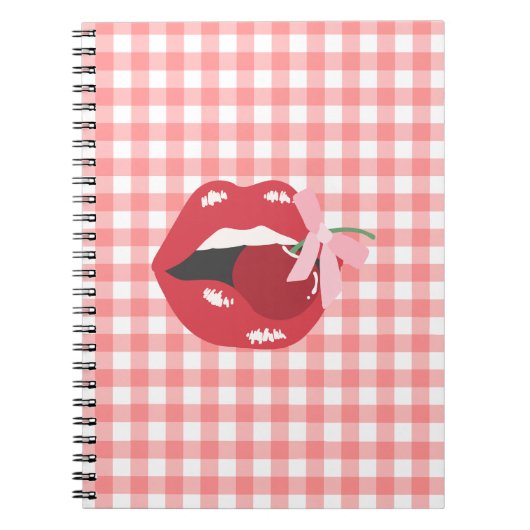 Cherry Red Lips Coquette Notitieboek (Voorkant)