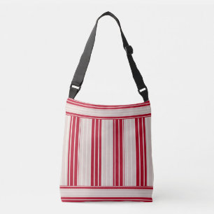 Cherry Red met off White Stripes Crossbody Tas