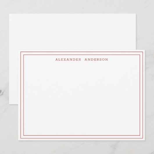 Cherry Red Moderne Professionele Dubbele Grens Notitiekaartje (Voorkant / Achterkant)