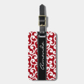Cherry Red Monogrammed Elements Print Bagagelabel (Voorkant verticaal)