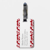 Cherry Red Monogrammed Elements Print Bagagelabel (Achterkant verticaal)