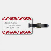 Cherry Red Monogrammed Elements Print Bagagelabel (Achterkant horizontaal)