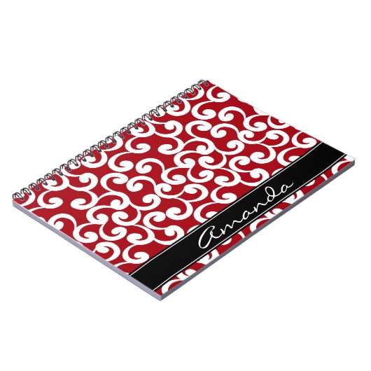 Cherry Red Monogrammed Elements Print Notitieboek (Linkerzijde)