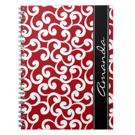 Cherry Red Monogrammed Elements Print Notitieboek