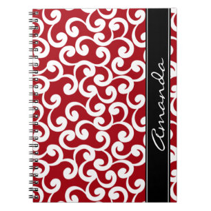 Cherry Red Monogrammed Elements Print Notitieboek