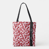 Cherry Red Monogrammed Elements Print Tote Bag (Achterkant)