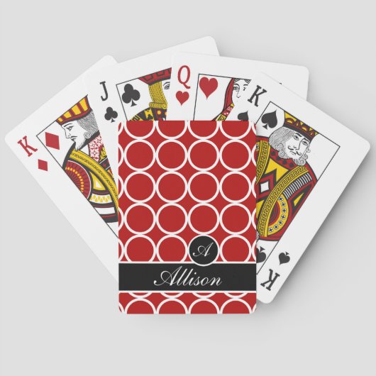 Cherry Red Monogrammed Lexi Print Speelkaarten (Achterkant)