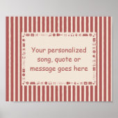 Cherry Red Muzieknotaat Poster - Aangepaste Tekst (Voorkant)
