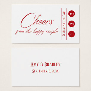 Cherry Red on White, 3 Punch Drink Tickets Visitekaartjes