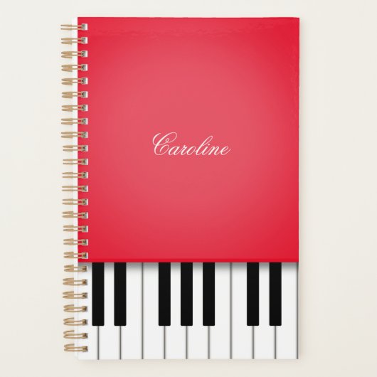 Cherry Red Piano Keyboard Aangepaste muziek Planner (Voorkant)