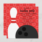 Cherry Red Pin Pals Bowling Birthday Party Kaart (Voorkant / Achterkant)