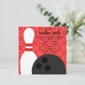 Cherry Red Pin Pals Bowling Birthday Party Kaart (Staand voorkant)