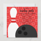 Cherry Red Pin Pals Bowling Birthday Party Kaart (Voorkant)