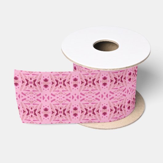 Cherry Red Pink Geometric Art Deco Valentijn Gift Satijnen Lint (Spoel)