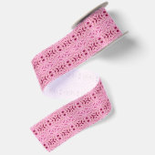 Cherry Red Pink Geometric Art Deco Valentijn Gift Satijnen Lint (Achterkant)
