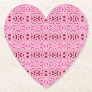 Cherry Red Pink Geometric Valentijn’s Day Heart Kartonnen Onderzetters