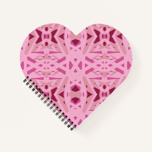 Cherry Red Roze Geometric Art Deco Valentijn Gift Notitieboek (Voorkant)