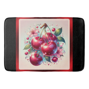 Cherry Red Schattige Cherries Bloemen Girly Pink Badmat