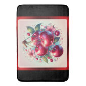 Cherry Red Schattige Cherries Bloemen Girly Pink Badmat (Voorkant Verticaal)
