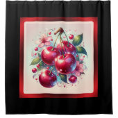 Cherry Red Schattige Cherries Bloemen Girly Pink Douchegordijn (Voorkant)