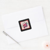 Cherry Red Schattige Cherries Bloemen Girly Pink Vierkante Sticker (Envelop)