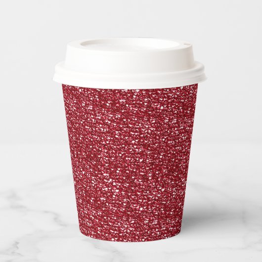CHERRY RED SEQUINS-PAPER PARTY CUPS PAPIEREN BEKERS (Voorkant)