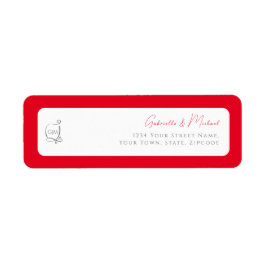 Cherry Red Simple Elegant Monogram Return Address  Etiket