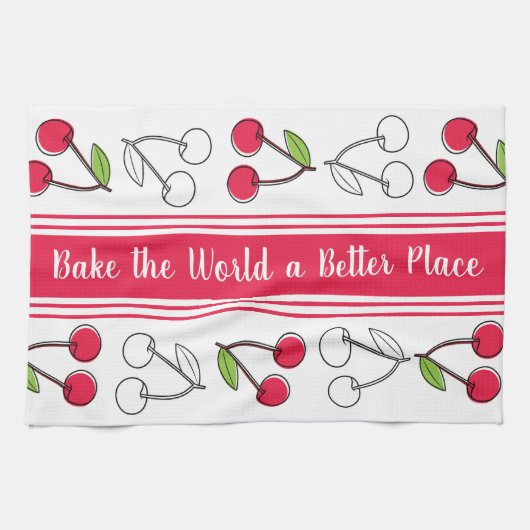 Cherry Red Stripe Theedoek (Horizontaal)