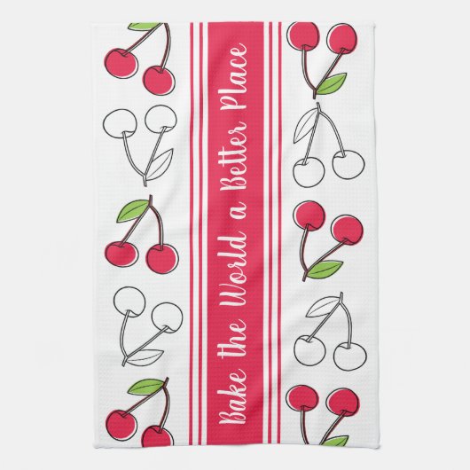 Cherry Red Stripe  Theedoek (Verticaal)