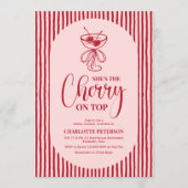 Cherry Red Stripes Bridal Shower Kaart (Voorkant)