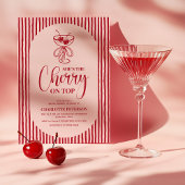 Cherry Red Stripes Bridal Shower Kaart