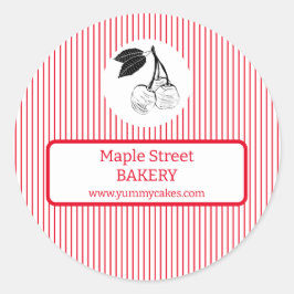 Cherry Red Stripes Business Label
