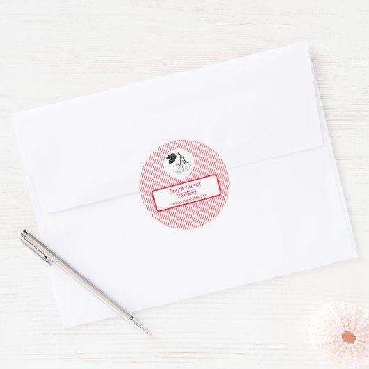 Cherry Red Stripes Business Label (Envelop)