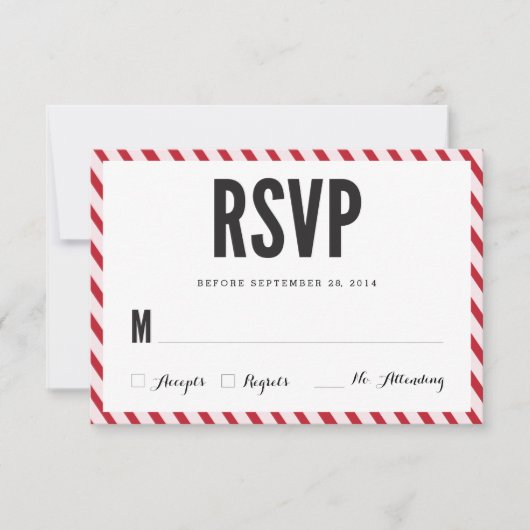 Cherry Red Stripes RSVP-reactiekaart RSVP Kaartje (Voorkant)