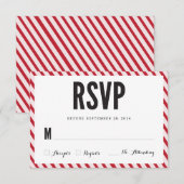 Cherry Red Stripes RSVP-reactiekaart RSVP Kaartje (Voorkant / Achterkant)