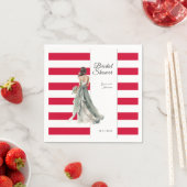 Cherry Red Stripes Waterverf Vrijgezellenfeest Servet (Insitu)