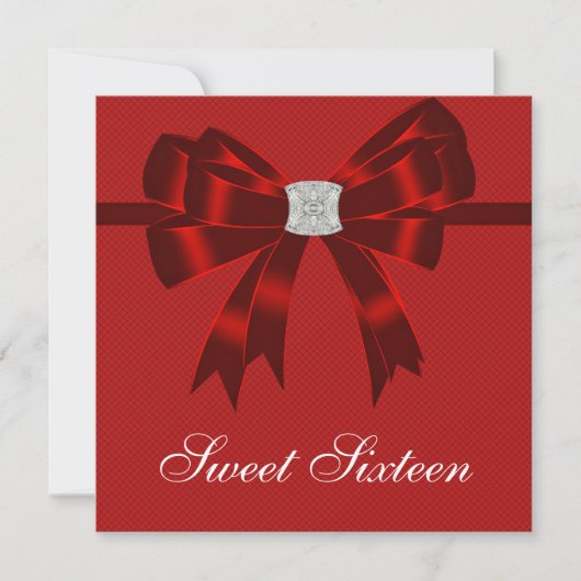 Cherry Red Sweet Zestien Verjaardagsfeest Kaart (Voorkant)