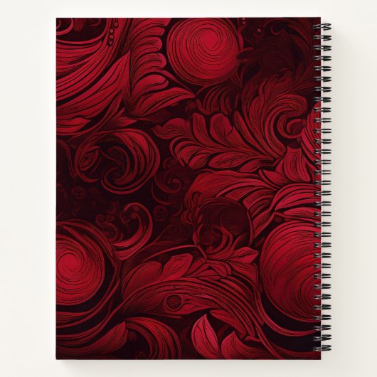 Cherry Red Swirl Vrouwelijk Gepersonaliseerd Notitieboek (Achterkant)