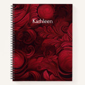 Cherry Red Swirl Vrouwelijk Gepersonaliseerd Notitieboek (Voorkant)