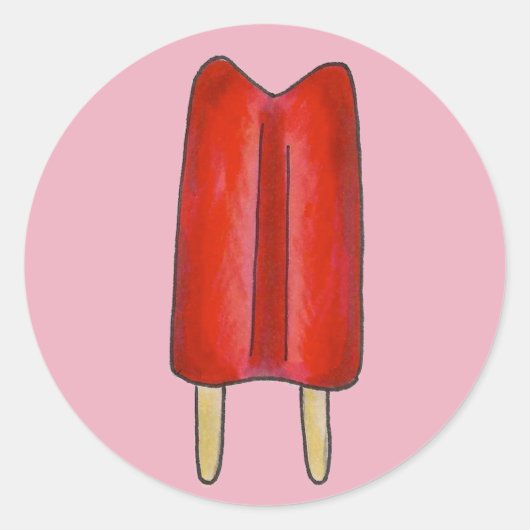 Cherry Red Twin Pop Popsicle Ice Lolly Popsicles Ronde Sticker (Voorkant)