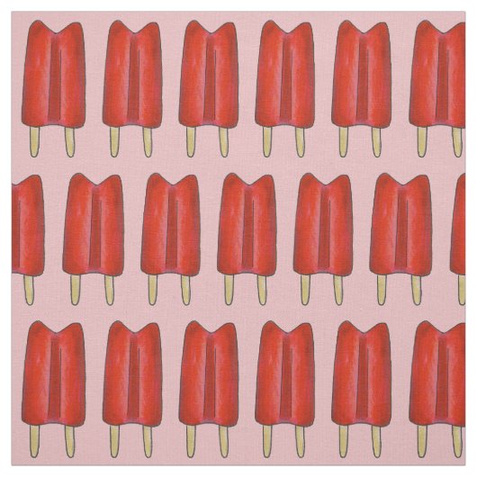 Cherry Red Twin Pop Popsicles Ice Lolly Stof (Swatch)